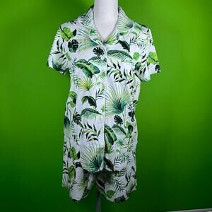 Hart+Land Banana Leaves Patterned Organic Pima Cotton Women’s Pajama Set Size M